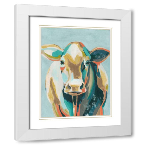 Colorful Cows II White Modern Wood Framed Art Print with Double Matting by Popp, Grace