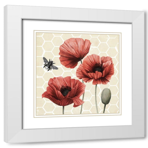Poppy Buzz I White Modern Wood Framed Art Print with Double Matting by Popp, Grace