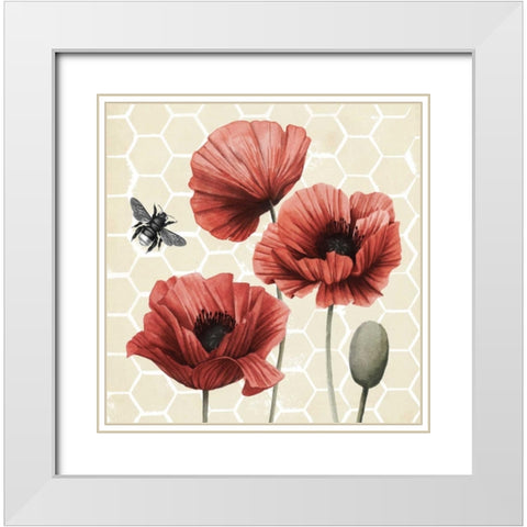Poppy Buzz I White Modern Wood Framed Art Print with Double Matting by Popp, Grace