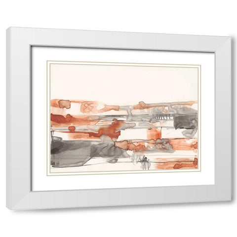 Terra Cotta Lines I White Modern Wood Framed Art Print with Double Matting by Goldberger, Jennifer