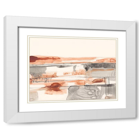 Terra Cotta Lines II White Modern Wood Framed Art Print with Double Matting by Goldberger, Jennifer