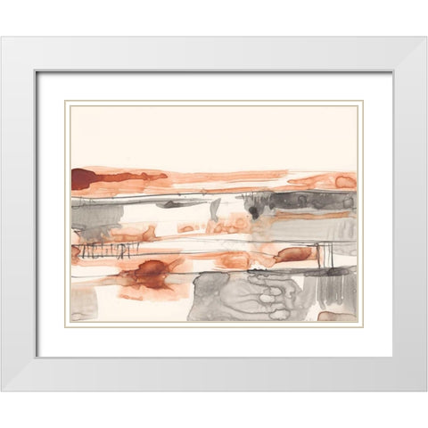 Terra Cotta Lines II White Modern Wood Framed Art Print with Double Matting by Goldberger, Jennifer
