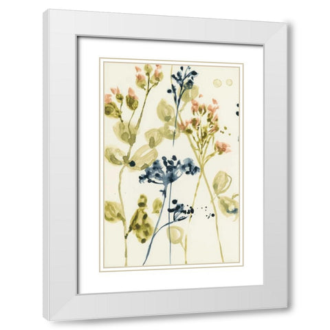 Blush Buds II White Modern Wood Framed Art Print with Double Matting by Goldberger, Jennifer