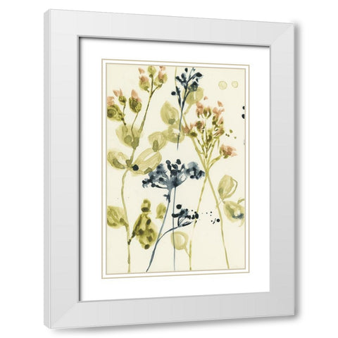 Blush Buds II White Modern Wood Framed Art Print with Double Matting by Goldberger, Jennifer
