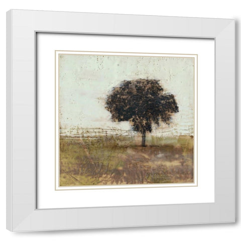 Tree in the Meadow I White Modern Wood Framed Art Print with Double Matting by Goldberger, Jennifer