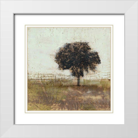 Tree in the Meadow I White Modern Wood Framed Art Print with Double Matting by Goldberger, Jennifer