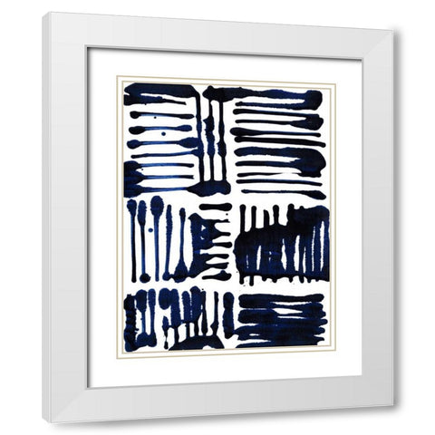 Indigo Stripes II White Modern Wood Framed Art Print with Double Matting by Fuchs, Jodi