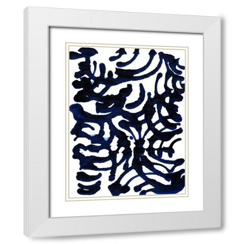 Indigo Swirls I White Modern Wood Framed Art Print with Double Matting by Fuchs, Jodi