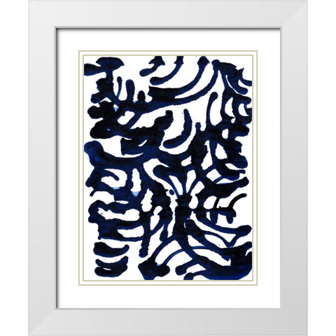 Indigo Swirls I White Modern Wood Framed Art Print with Double Matting by Fuchs, Jodi
