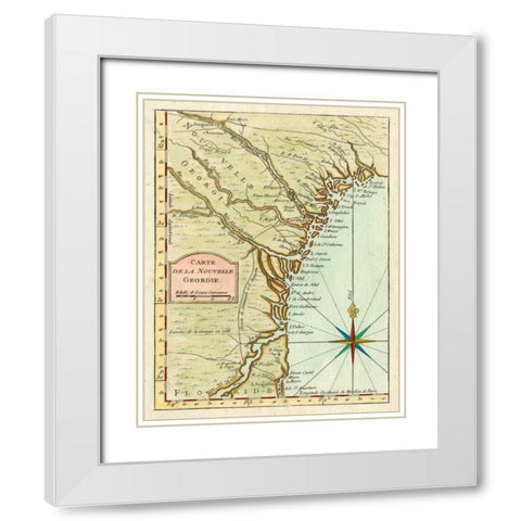 Petite Map of Georgia White Modern Wood Framed Art Print with Double Matting by Unknown