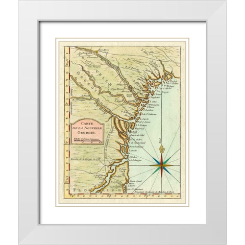 Petite Map of Georgia White Modern Wood Framed Art Print with Double Matting by Unknown