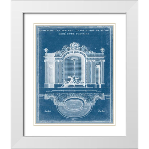 Garden Treillage Blueprint II White Modern Wood Framed Art Print with Double Matting by Vision Studio