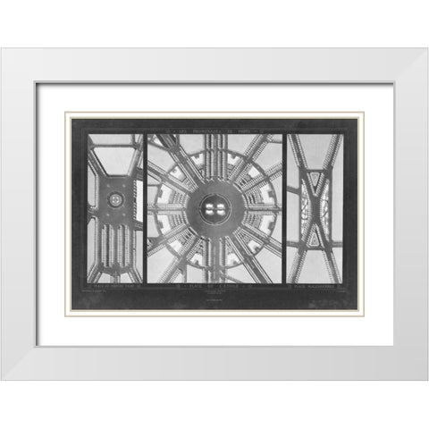 French Garden Blueprint I White Modern Wood Framed Art Print with Double Matting by unknown