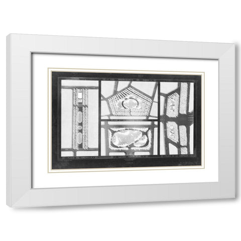 French Garden Blueprint III White Modern Wood Framed Art Print with Double Matting by Unknown