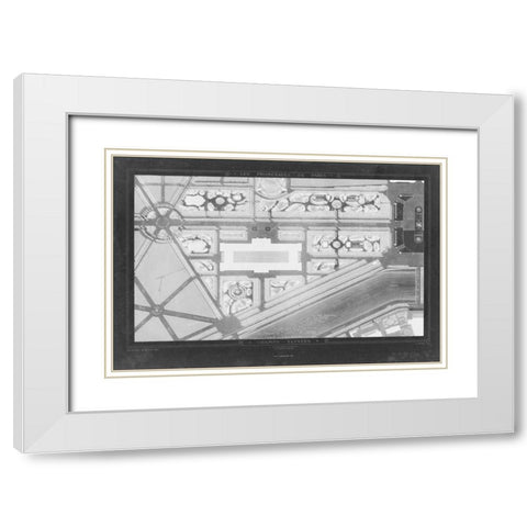 French Garden Blueprint IV White Modern Wood Framed Art Print with Double Matting by Unknown