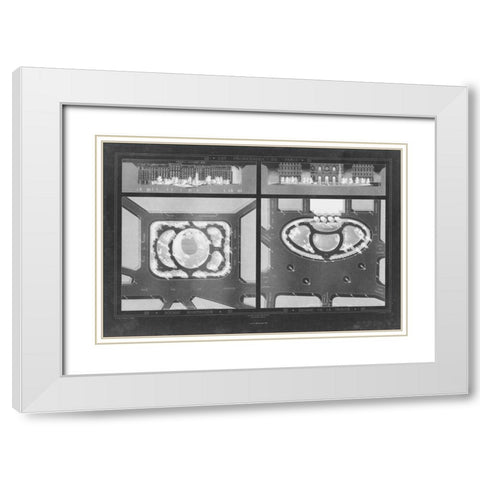 French Garden Blueprint V White Modern Wood Framed Art Print with Double Matting by Unknown