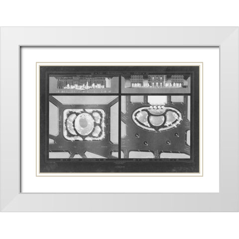 French Garden Blueprint V White Modern Wood Framed Art Print with Double Matting by Unknown