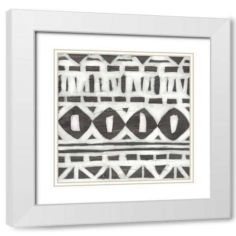 Tribal Textile I White Modern Wood Framed Art Print with Double Matting by Vess, June Erica