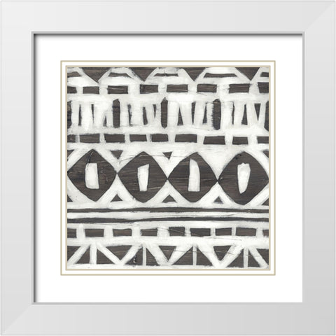 Tribal Textile I White Modern Wood Framed Art Print with Double Matting by Vess, June Erica