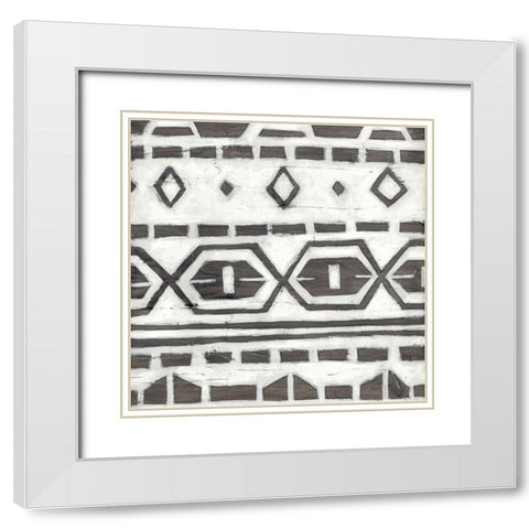 Tribal Textile II White Modern Wood Framed Art Print with Double Matting by Vess, June Erica