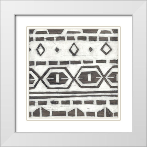 Tribal Textile II White Modern Wood Framed Art Print with Double Matting by Vess, June Erica