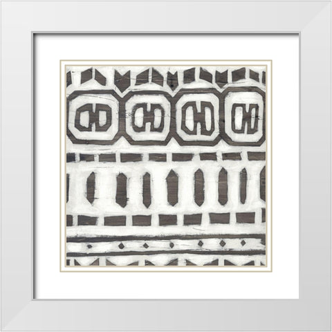 Tribal Textile III White Modern Wood Framed Art Print with Double Matting by Vess, June Erica