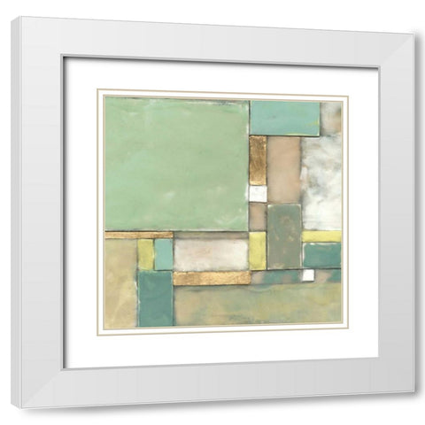 Modular Blocks II White Modern Wood Framed Art Print with Double Matting by Goldberger, Jennifer