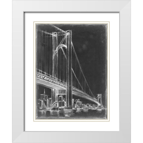 Suspension Bridge Blueprint I White Modern Wood Framed Art Print with Double Matting by Harper, Ethan