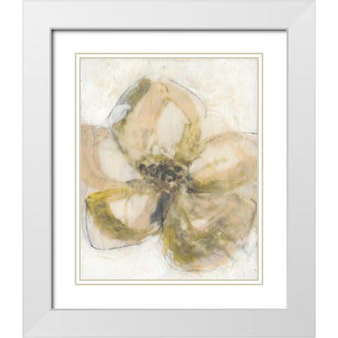 Waxen Petals I White Modern Wood Framed Art Print with Double Matting by Goldberger, Jennifer