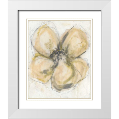 Waxen Petals II White Modern Wood Framed Art Print with Double Matting by Goldberger, Jennifer