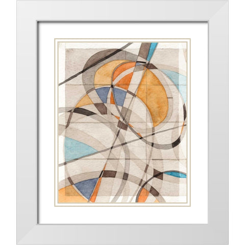 Ovals and Lines I White Modern Wood Framed Art Print with Double Matting by Galapon, Nikki