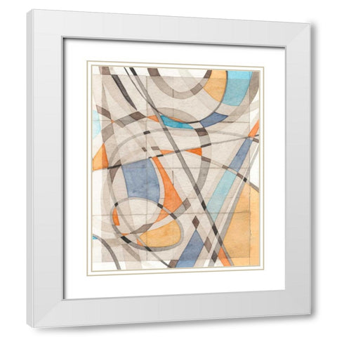 Ovals and Lines II White Modern Wood Framed Art Print with Double Matting by Galapon, Nikki