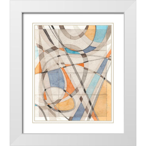Ovals and Lines II White Modern Wood Framed Art Print with Double Matting by Galapon, Nikki