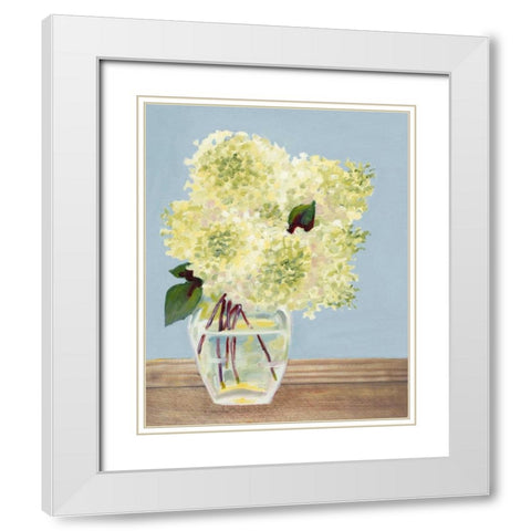 Hydrangea Vase I White Modern Wood Framed Art Print with Double Matting by Miller, Dianne