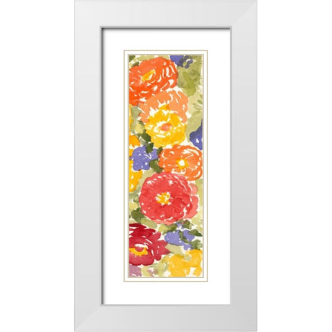 Zinnia Array II White Modern Wood Framed Art Print with Double Matting by Miller, Dianne