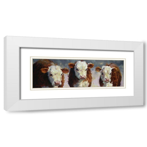 Custom Winter Calves (ASH) White Modern Wood Framed Art Print with Double Matting by Hawley, Carolyne