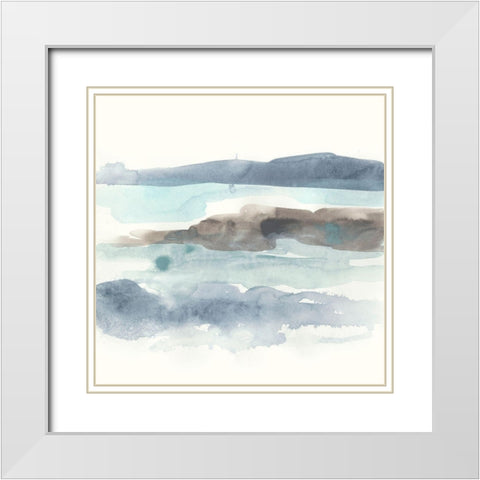 Coastline Sketch II White Modern Wood Framed Art Print with Double Matting by Vess, June Erica