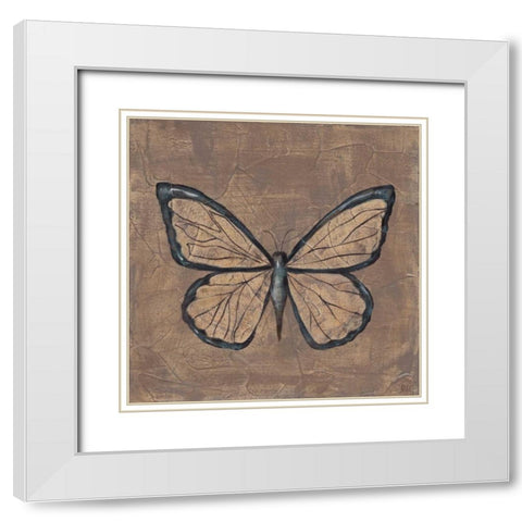 Textured Butterfly I White Modern Wood Framed Art Print with Double Matting by Reynolds, Jade