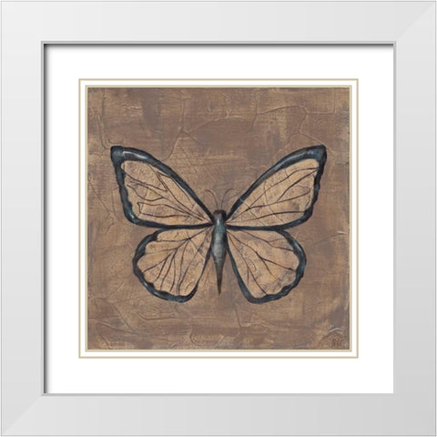 Textured Butterfly I White Modern Wood Framed Art Print with Double Matting by Reynolds, Jade