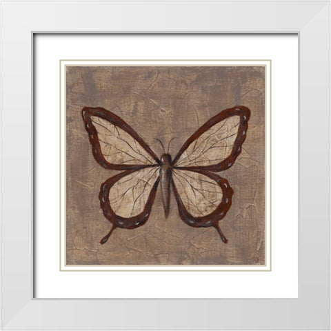 Textured Butterfly II White Modern Wood Framed Art Print with Double Matting by Reynolds, Jade