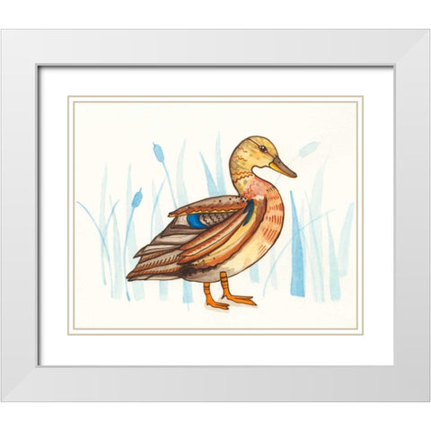 Wetland Mallard II White Modern Wood Framed Art Print with Double Matting by Ewer, Rebekah