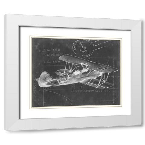 Flight Schematic I White Modern Wood Framed Art Print with Double Matting by Harper, Ethan