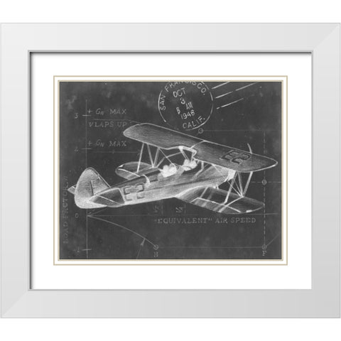 Flight Schematic I White Modern Wood Framed Art Print with Double Matting by Harper, Ethan