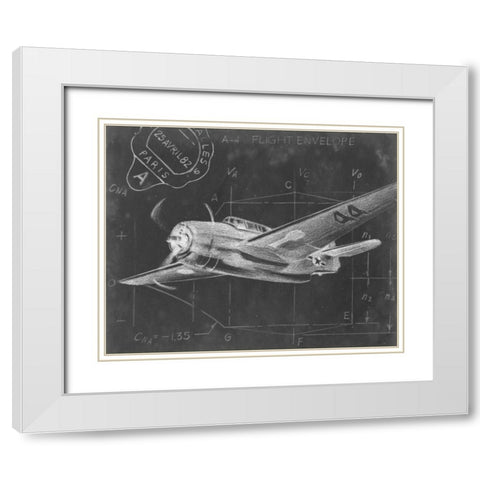 Flight Schematic II White Modern Wood Framed Art Print with Double Matting by Harper, Ethan