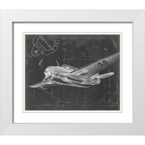 Flight Schematic II White Modern Wood Framed Art Print with Double Matting by Harper, Ethan