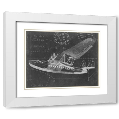 Flight Schematic III White Modern Wood Framed Art Print with Double Matting by Harper, Ethan