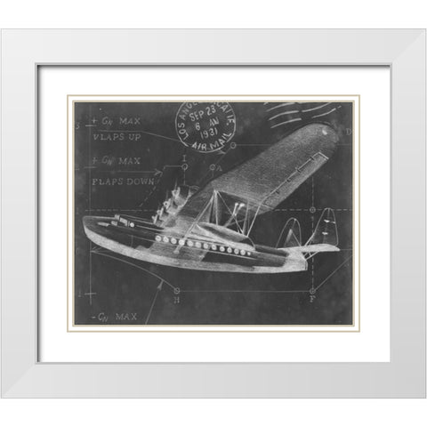 Flight Schematic III White Modern Wood Framed Art Print with Double Matting by Harper, Ethan