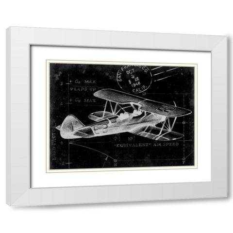 Flight Schematic I White Modern Wood Framed Art Print with Double Matting by Ethan Harper
