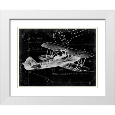 Flight Schematic I White Modern Wood Framed Art Print with Double Matting by Ethan Harper