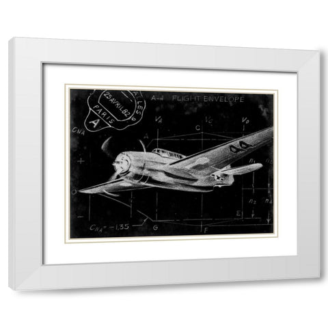 Flight Schematic II White Modern Wood Framed Art Print with Double Matting by Ethan Harper